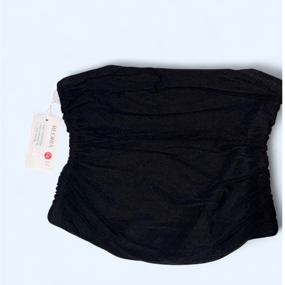 REORIA Women’s Sheer Black Tube Double Lined Y2K Crop Top Strapless - Size Med - Picture 4 of 11